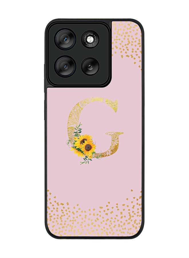 Stylizedd For Motorola Moto G56 Case,Slim fit Camera Protection, Shockproof Thin Phone cover  - Custom Floral Monogram - G  (Pink ) - Image 1