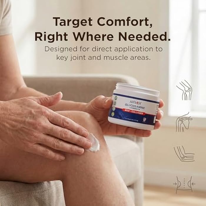 ALFLEXIL Glucosamine Plus Chondroitin Cream with MSM & Collagen, Supports Healthy Joints, Joint & Muscle Pain Relief, Improves Mobility, Fast Absorption, and Moisturizes Skin, 4 Oz. - Image 3