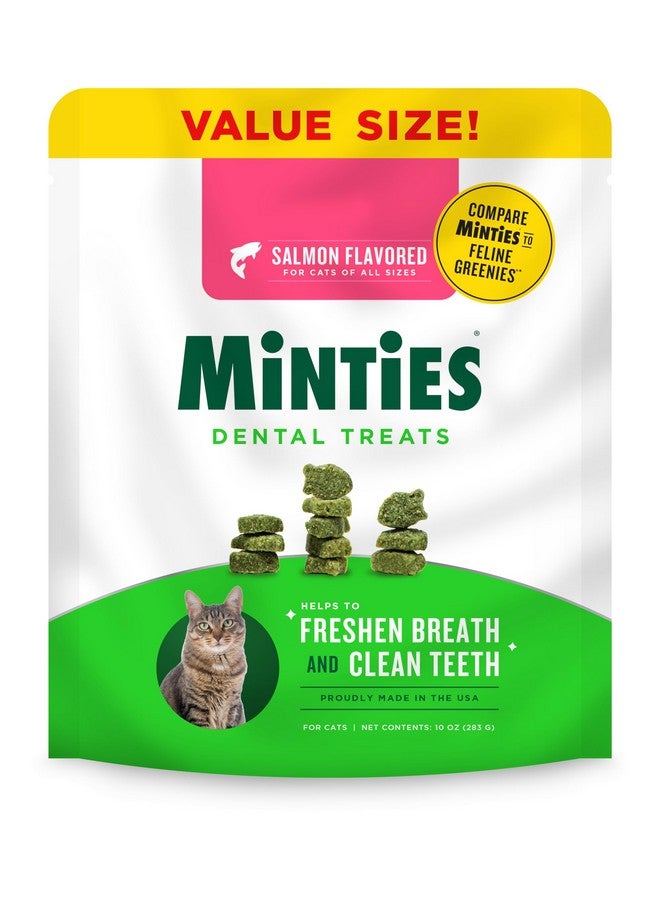 Minties Dental Treats for Cats, Salmon Flavored Treats for Cats, Freshens Breath and Controls Tartar, 10oz - Image 1