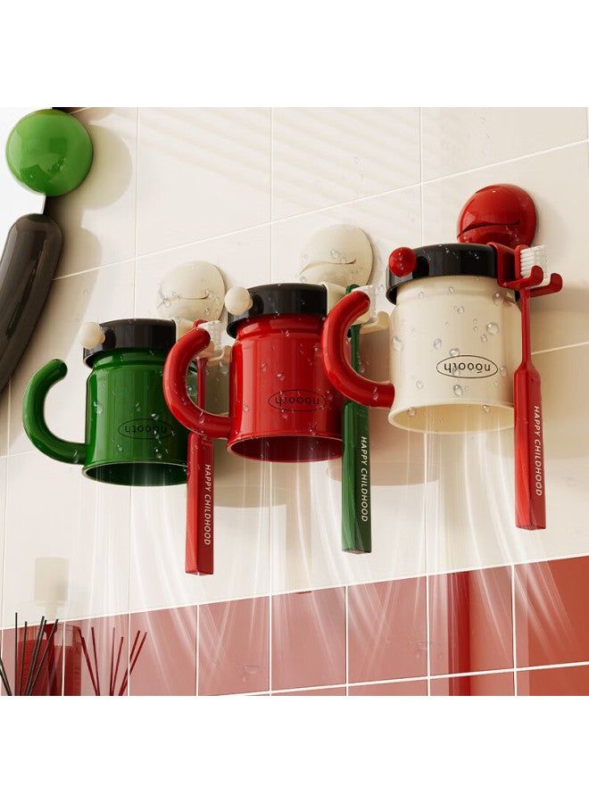 Noshi Suction Cup Toothbrush And Mouthwash Cup Storage Rack Wall-mounted No-drill Toothpaste Holder Magnetic Toothbrush Cup Rack 1 Cup - Image 2