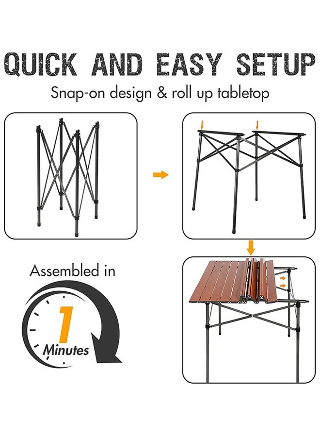 كوينج طاولة مربعة خفيفة الوزن قابلة للطي من الألومنيوم تتسع لأربعة أشخاص مع حقيبة حمل للتخييم والنزهات والحدائق الخلفية والشواء مقاس 52x52x50 سم - Image 4