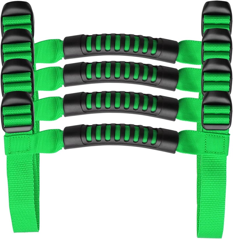 Bentolin 4 x Grip Handle Holder Roll Bar Grab Handles Compatible with Jeep Wrangler Accessories 1987-2021 YJ TJ LJ JK JL Sports Sahara Freedom Rubicon X & Unlimited (Green) - Image 1