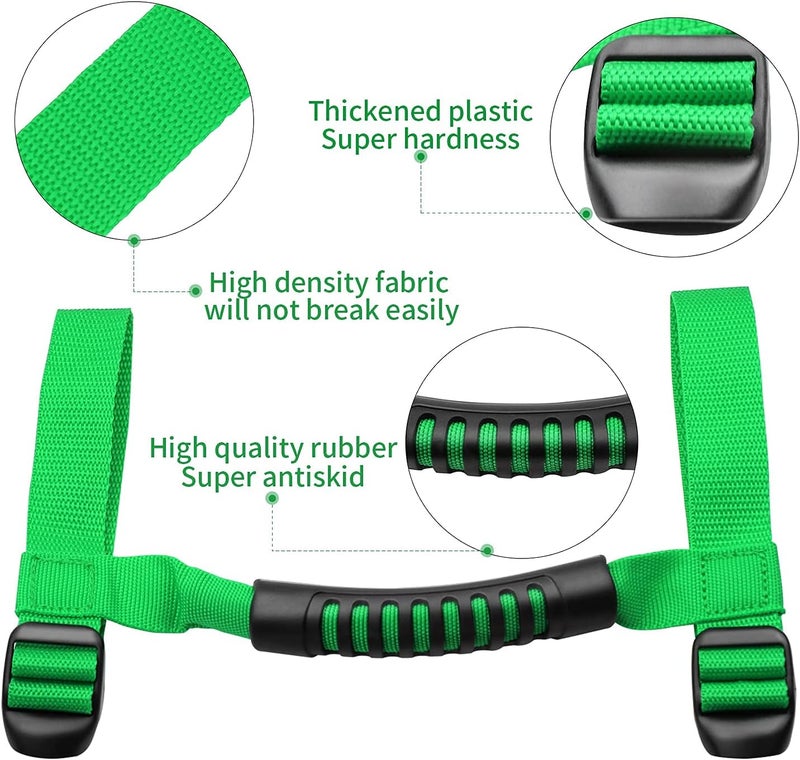 Bentolin 4 x Grip Handle Holder Roll Bar Grab Handles Compatible with Jeep Wrangler Accessories 1987-2021 YJ TJ LJ JK JL Sports Sahara Freedom Rubicon X & Unlimited (Green) - Image 3