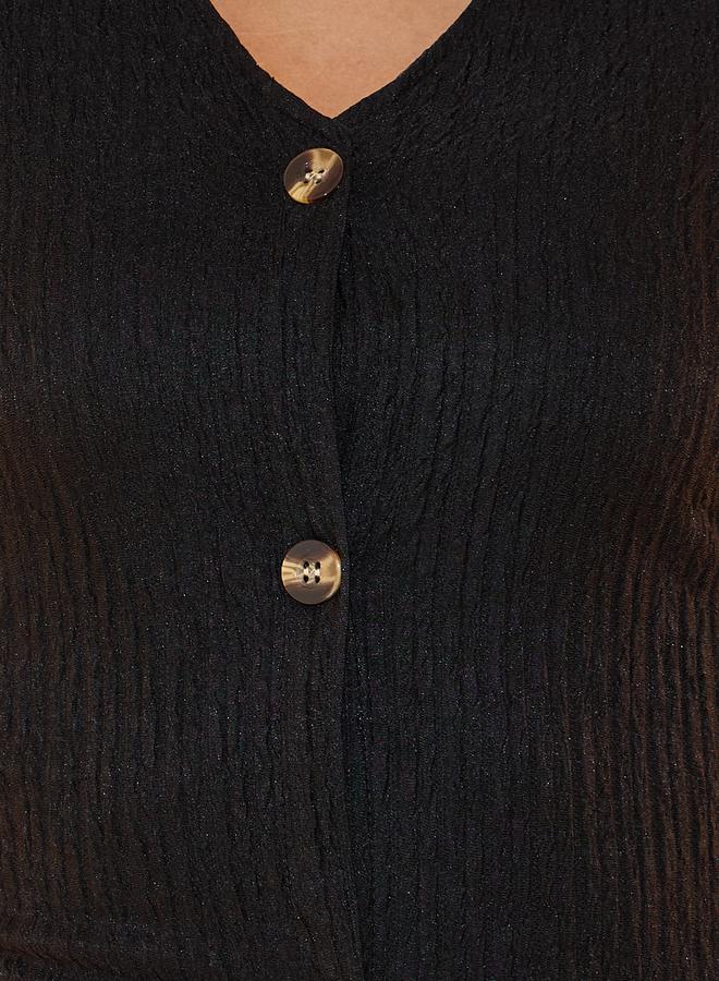 Take Two Textured Polo Neck Knit Top with Slit Sleeves  - Image 3