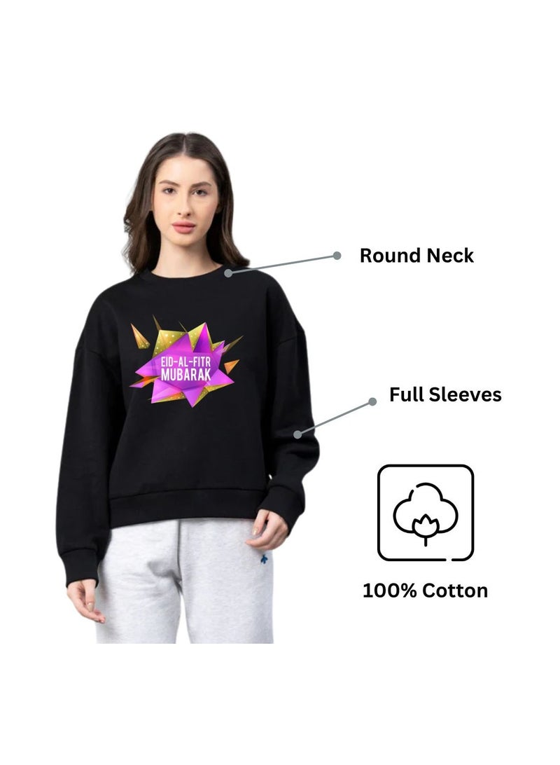 برينت شوب فور مي سويت شيرت نسائي للعيد – نسيج قطن 100% | سويت شيرت للنساء | لباس غير رسمي | سويت شيرت بأكمام طويلة ورقبة دائرية | سويت شيرت احتفالي للعيد - Image 5