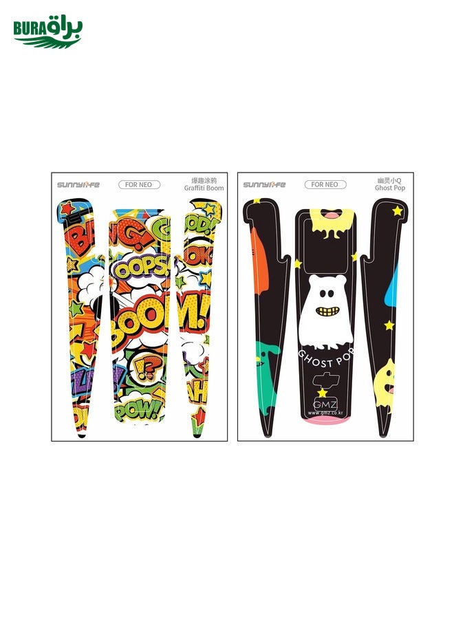 BURAQ For DJI Neo 2pcs Combo Drone Body Protective Stickers(Graffiti Boom + Ghost Pop) - Image 2