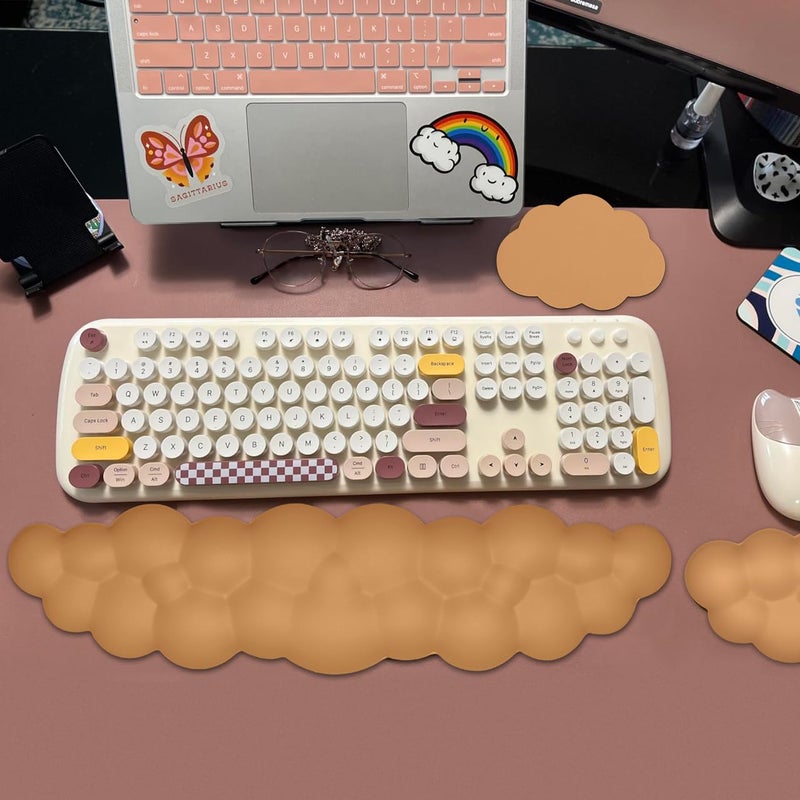JIKIOU Upgrade Leather Cloud Keyboard Wrist Rest, Cloud Wrist Rest with Non-Slip PU Base, Comfortable Memory Foam Wrist Rest for Computer Laptop Mac Gaming Office and Pain Relief Christmas Wish Gift - Image 3