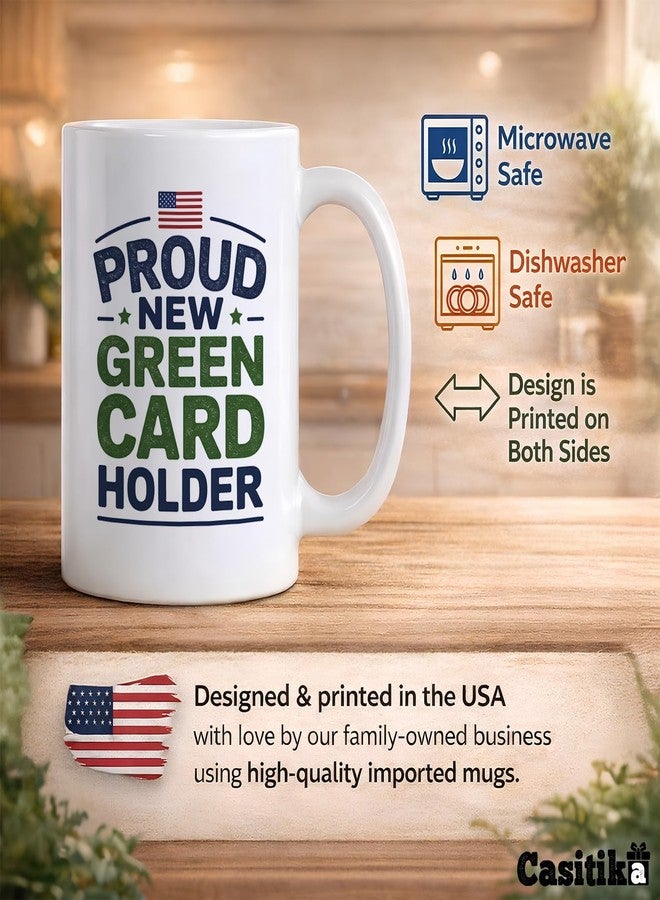 Casitika Proud New Green Card Holder Celebration Mug for Legal Immigrants. Permanent Resident Gift Idea, Immigration Milestone Congratulations Keepsake Coffee Cup 11 oz. - Image 4