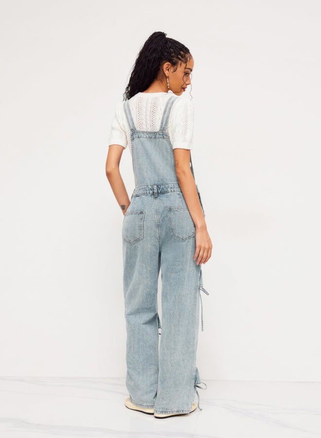CIDER Overalls for Women Denim Bow knot Jumpsuits Adjusable Strap Jean Overall with Pockets, Blue, XL - Image 5
