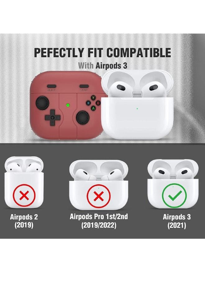 Generic - Airpods 3 Case with Keychain, Game Player Design Airpods 3rd Generation Case, Soft Silicone Protective Cover Skin for Airpods 3rd Gen 2021(Red) - Image 1
