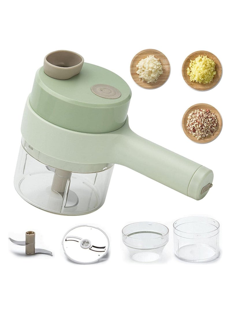 ELTRAZONE 4 In 1 Handheld Electric Vegetable Cutter Set, Portable Mini Wireless Food Processor With Brush, Wireless Food Processor, Garlic Chopper for Garlic Pepper Chili Onion Celery Ginger Meat - Image 1