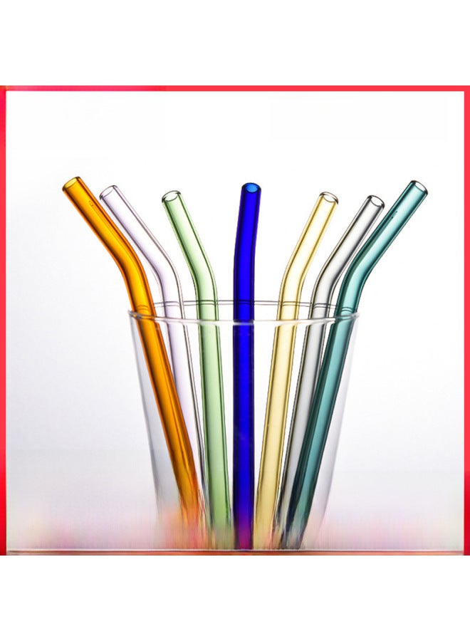 Factory Direct Glass Straw Transparent Color High Temperature Resistant Straw Creative Milk Tea Drink Glass Straw-Color:Bend Pink 8mm 20cm 8mm 20cm - Image 2