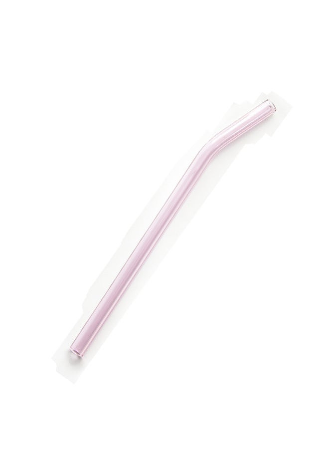 Factory Direct Glass Straw Transparent Color High Temperature Resistant Straw Creative Milk Tea Drink Glass Straw-Color:Bend Pink 8mm 20cm 8mm 20cm - Image 1