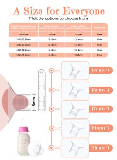 URbazaar 9 Pack Breast Milk Pump Inserts 13/15/17/19/21mm Compatible with Momcozy Wearable Breast Pump, for TSRETE/Spectra/Medela 24mm Shields, Include Silicone Diaphragm&Duckbill Valve  - Image 2