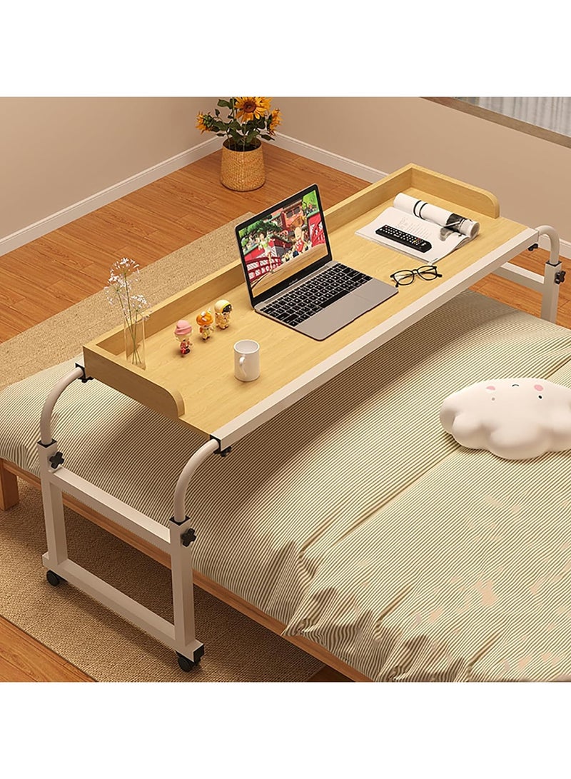 DubaiGallery Over Bed Desk Rolling Laptop Desk Bedside Table Overbed Table with Wheels Laptop Table Overbed Desk Rolling Laptop Stand  - Image 3