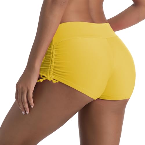 Micosuza Womens Swimming Shorts Bikini Bottom Swimwear Summer Boardshorts Beach Short Yellow M - Image 4