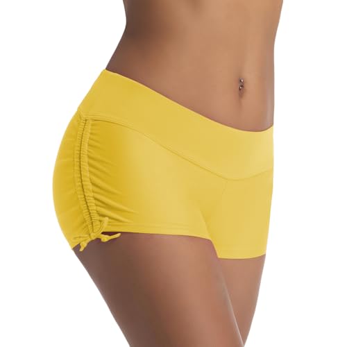 Micosuza Womens Swimming Shorts Bikini Bottom Swimwear Summer Boardshorts Beach Short Yellow M - Image 3