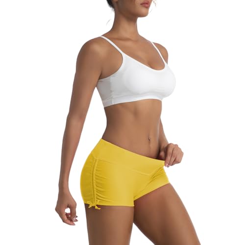 Micosuza Womens Swimming Shorts Bikini Bottom Swimwear Summer Boardshorts Beach Short Yellow M - Image 5
