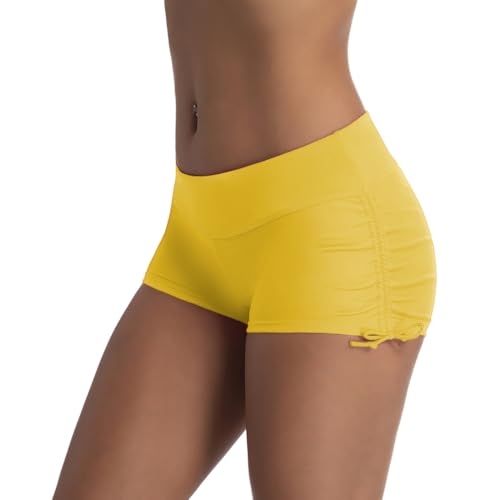Micosuza Womens Swimming Shorts Bikini Bottom Swimwear Summer Boardshorts Beach Short Yellow M - Image 1