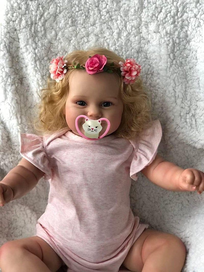 iCradle Lovely 20 inch Reborn Baby Doll Girl Soft Body Silicone Vinyl Realistic Baby Doll with Rooted Blonde Hair Lifelike Newborn Toddler Doll Toy for Ages 3+ - Image 3