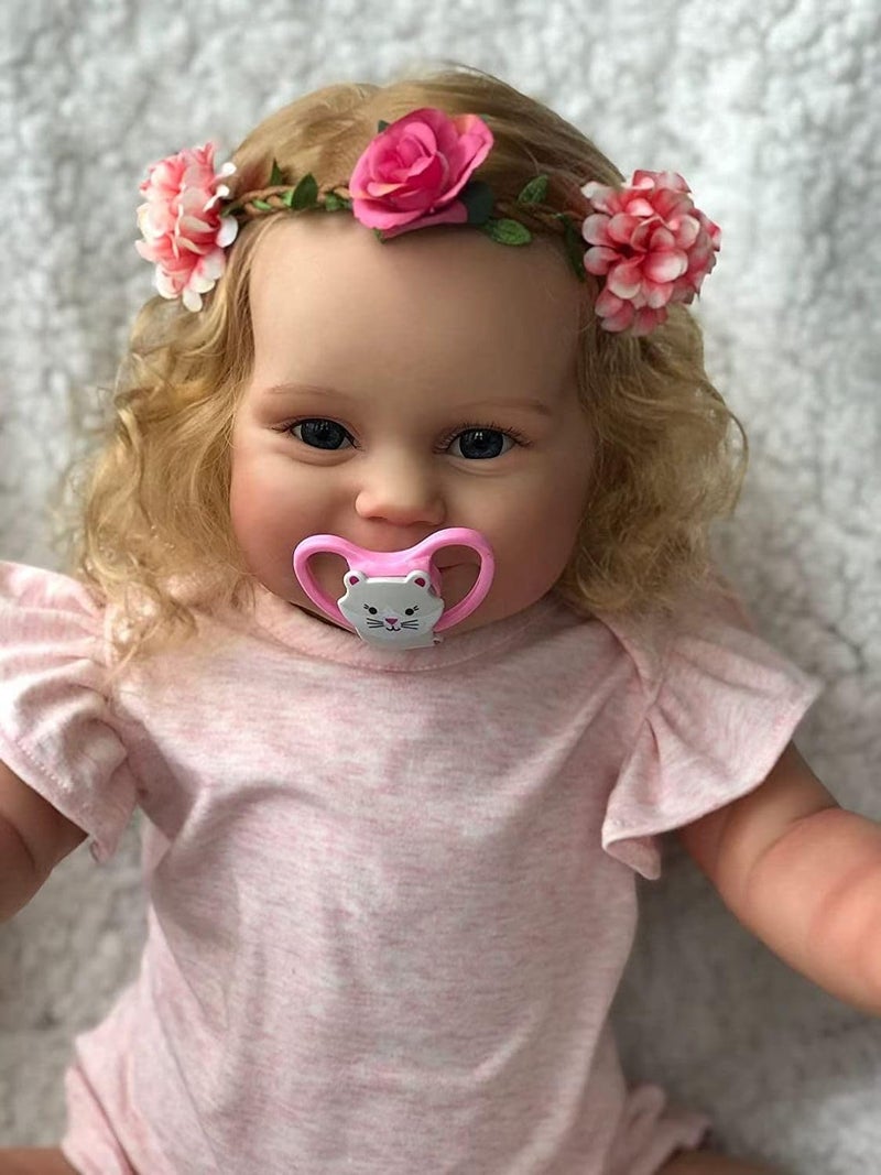 iCradle Lovely 20 inch Reborn Baby Doll Girl Soft Body Silicone Vinyl Realistic Baby Doll with Rooted Blonde Hair Lifelike Newborn Toddler Doll Toy for Ages 3+ - Image 1