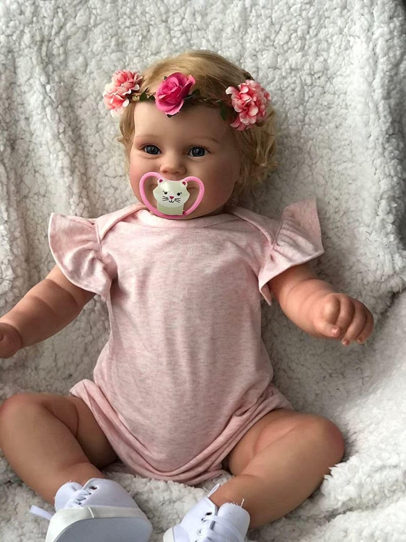 iCradle Lovely 20 inch Reborn Baby Doll Girl Soft Body Silicone Vinyl Realistic Baby Doll with Rooted Blonde Hair Lifelike Newborn Toddler Doll Toy for Ages 3+ - Image 5