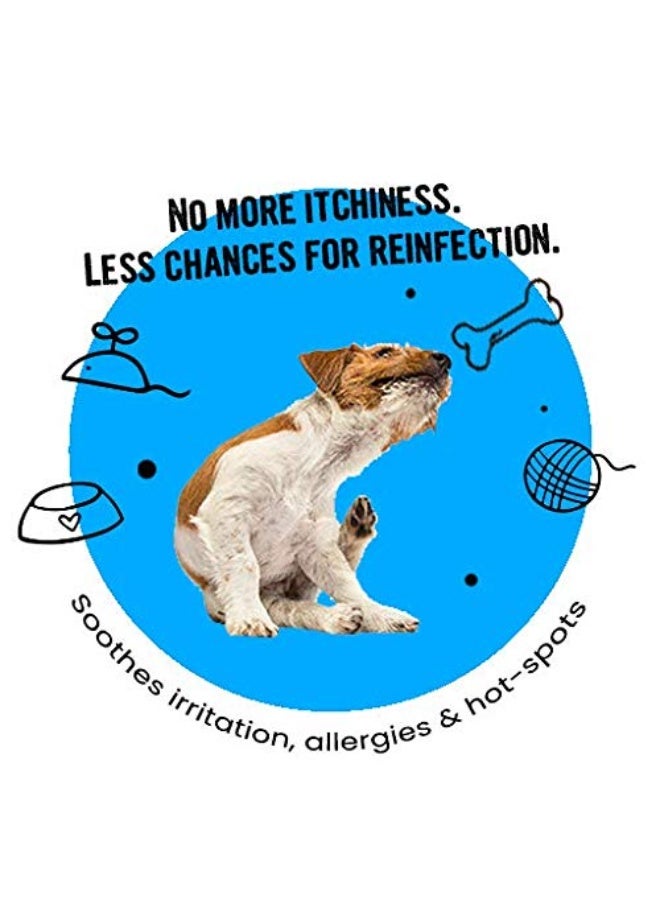 النباح بصوت عال بخاخ مضاد للميكروبات للبشرة للحيوانات الأليفة، لعلاج الجروح والحكة، يحتوي على هيبوكلوريت الصوديوم، مستخلص النيم والكركم، آمن للكلاب والقطط والجراء والقطط الصغيرة، 100 مل - Image 3