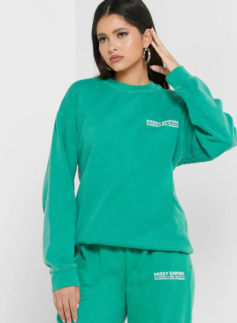 MISSY EMPIRE Round Neck Oversized Sweatshirt