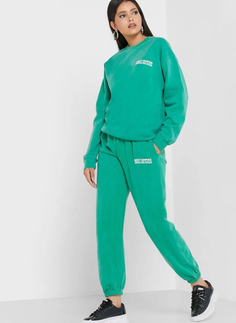 MISSY EMPIRE Round Neck Oversized Sweatshirt
