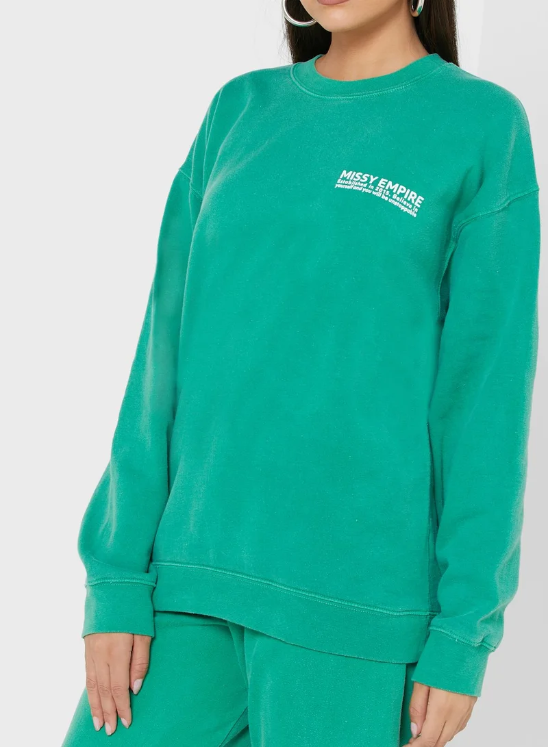 MISSY EMPIRE Round Neck Oversized Sweatshirt