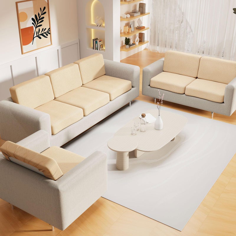 hyha Waterproof Sectional Couch Covers, Non Slip Sofa Couch Cushion Covers L Shape, Thick Stretch Jacquard Fabric, Washable Sofa Slipcovers with Elastic Bottom (1 Piece for Chaise XL, Beige) - Image 2