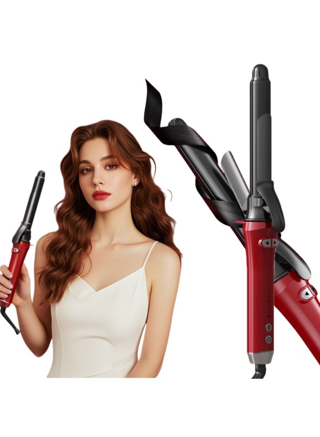 Joudi 2-in-1 Curling Straightening Iron – 26mm Tourmaline Ceramic Hair Styler with Negative Ion Technology & 3 Temperature Settings（Red） - Image 1