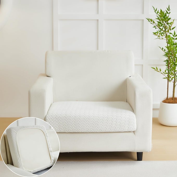 COUCH CUSHION COVERS FOR SOFA COUCH COVERS WEARRESISTANT UNIVERSAL SOFA COVER WASHABLE STRETCH FOR SECTIONAL SLIPCOVERS TEXTURECREAM WHITELARGE SINGLE SEAT COVER