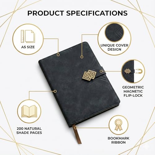 Schmick A5 Journal Notebook Diary for Men Women | Office Journal Diary Notebook with Magnetic Flip Lock (200 Ruled Pages, 6 x 8.5 Inches, 80 GSM) (Classic Black) - Image 2