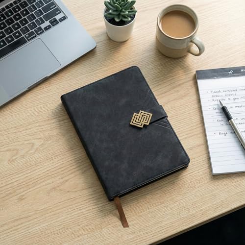 Schmick A5 Journal Notebook Diary for Men Women | Office Journal Diary Notebook with Magnetic Flip Lock (200 Ruled Pages, 6 x 8.5 Inches, 80 GSM) (Classic Black) - Image 4