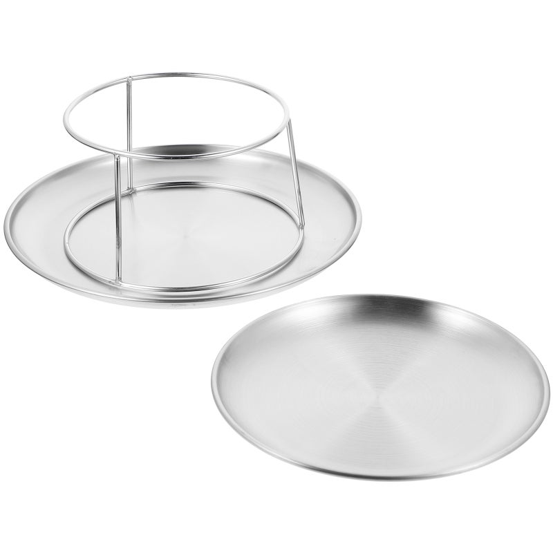 1 Set of Stainless Steel Cake Display Tray Double-layer Food Serving Plate Reusable Snack Dish For Party Use - Image 1