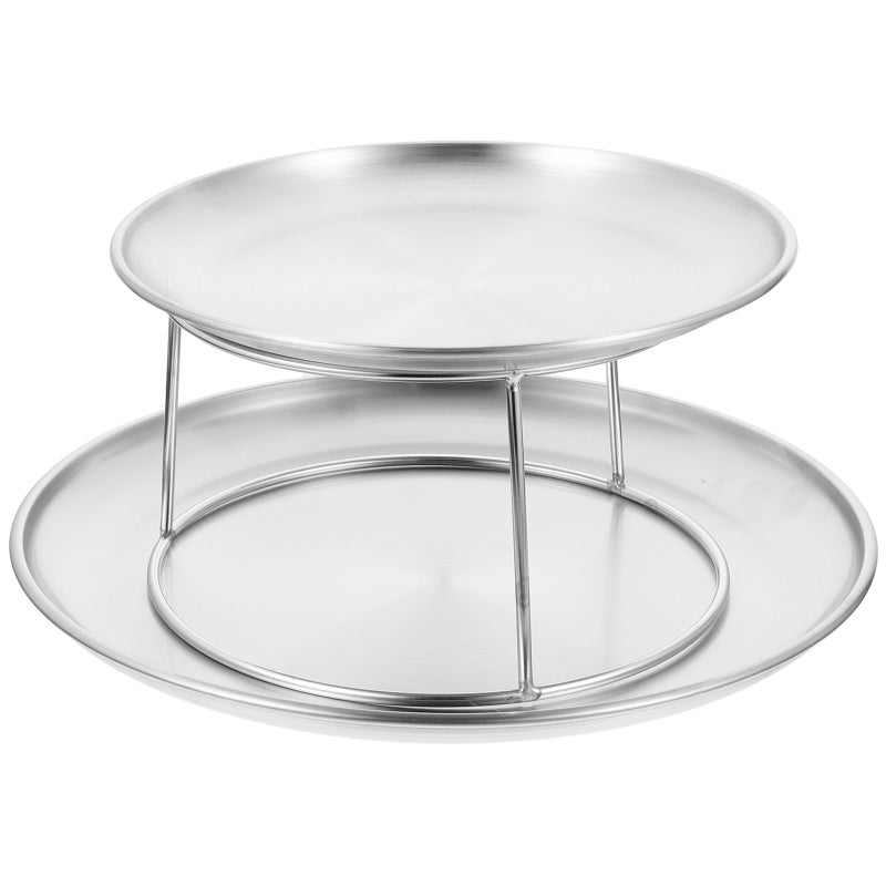 1 Set of Stainless Steel Cake Display Tray Double-layer Food Serving Plate Reusable Snack Dish For Party Use - Image 5