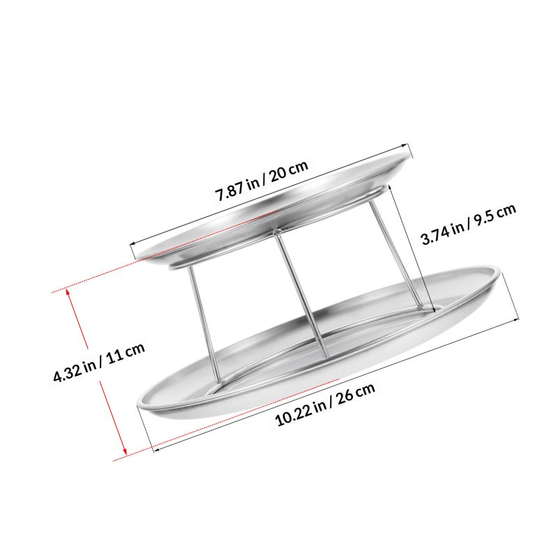 1 Set of Stainless Steel Cake Display Tray Double-layer Food Serving Plate Reusable Snack Dish For Party Use - Image 2