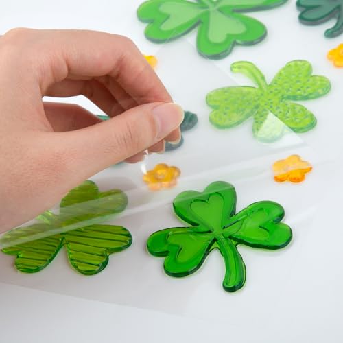 HOHUCRAB 6pcs St Patricks Day Window Clings Gel,Shamrock Top Hat Leprechaun Coins St Patricks Day Decor, St Patricks Day Decorations for Office Classroom, Holiday Window Clings for Party Supplies Gifts - Image 3