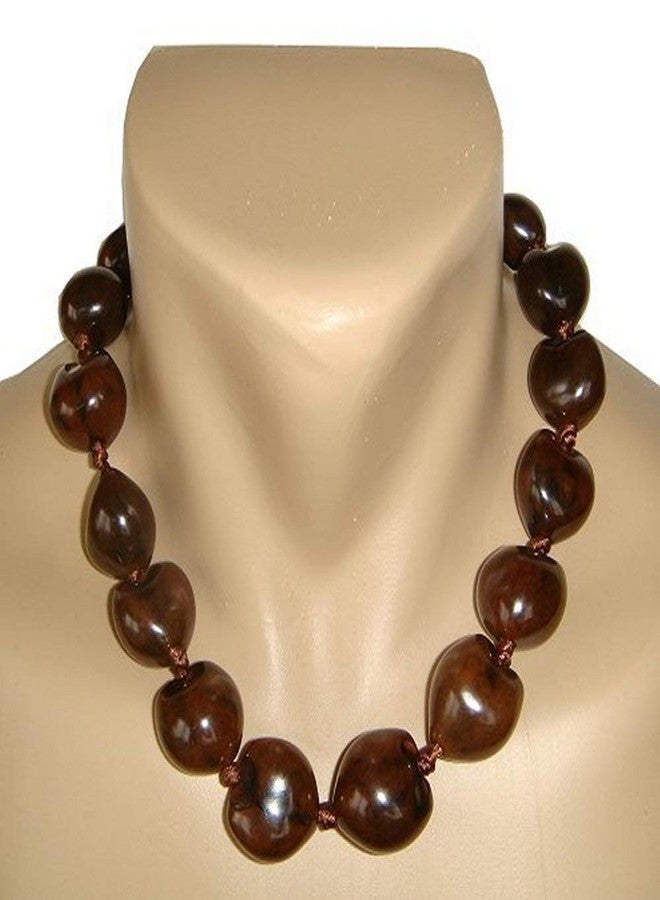 Zero Gravity Hawaii Hawaiian Kukui Nut Brown Shell 18" Choker Necklace - Image 2