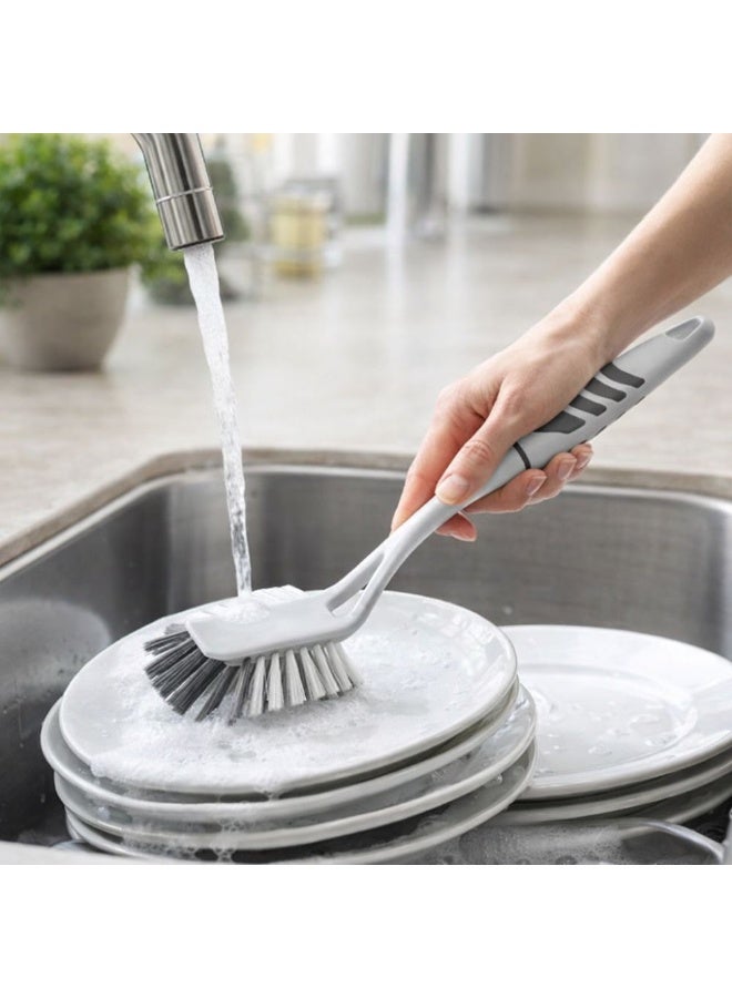 Titiz Plastik فرشاة تنظيف الأحواض والأطباق من لوكس، بمقبض مريح وشعيرات ناعمة ومتينة لتنظيف المطبخ، 29.3 سم، رمادي - Image 2