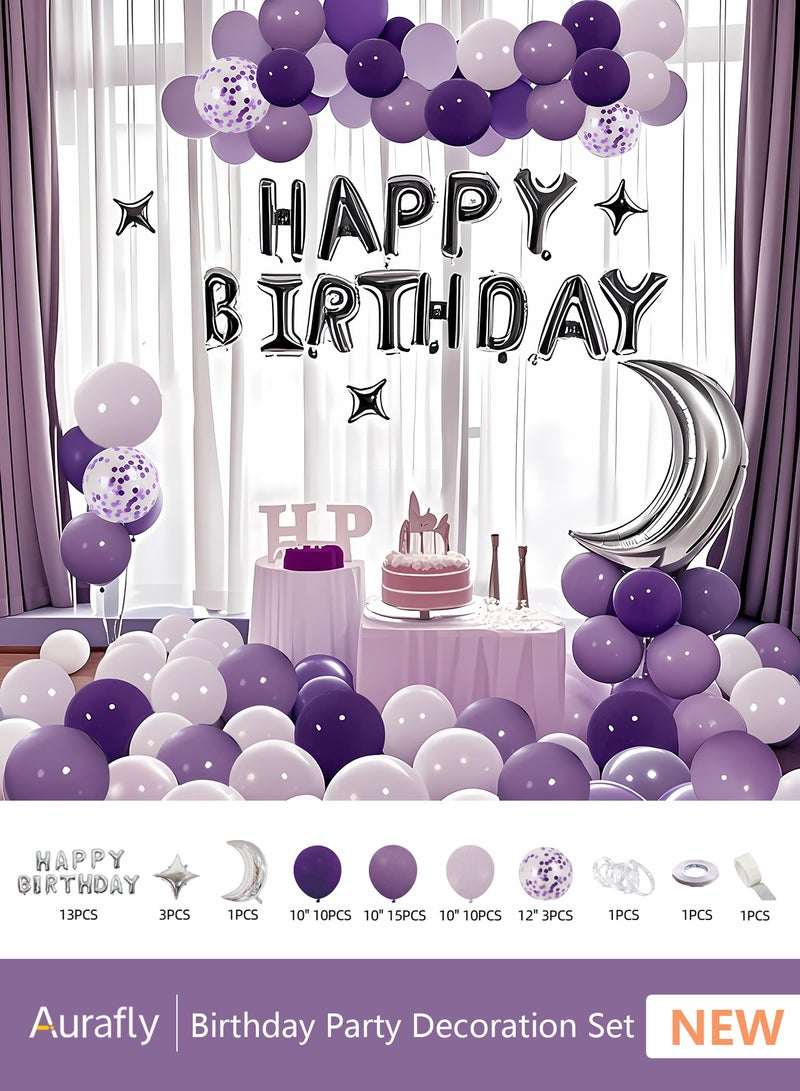 أورافلي مجموعة بالونات زينة لحفلات أعياد الميلاد، تتضمن لافتة بالونات عيد ميلاد سعيد، وبالونات من رقائق معدنية، وبالونات من الترتر، وغراء وشريط بدون أثر، وديكورات ولوازم حفلات أعياد الميلاد - Image 1