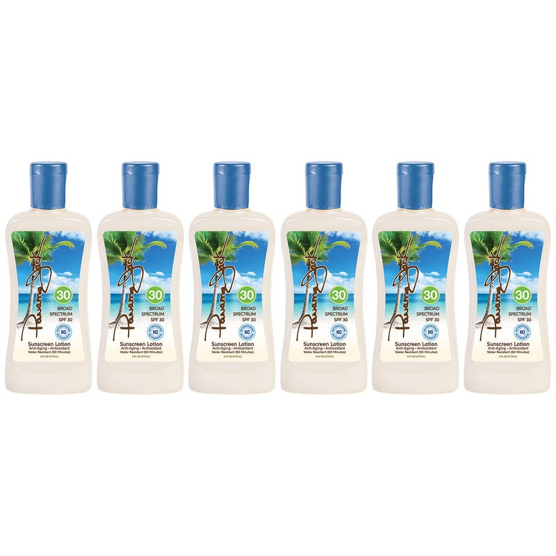 Panama Jack Sunscreen Suntan Lotion  SPF 30 Broad Spectrum UVAUVB Protection PABA Paraben Gluten  Cruelty Free 6 FL OZ Pack of 6