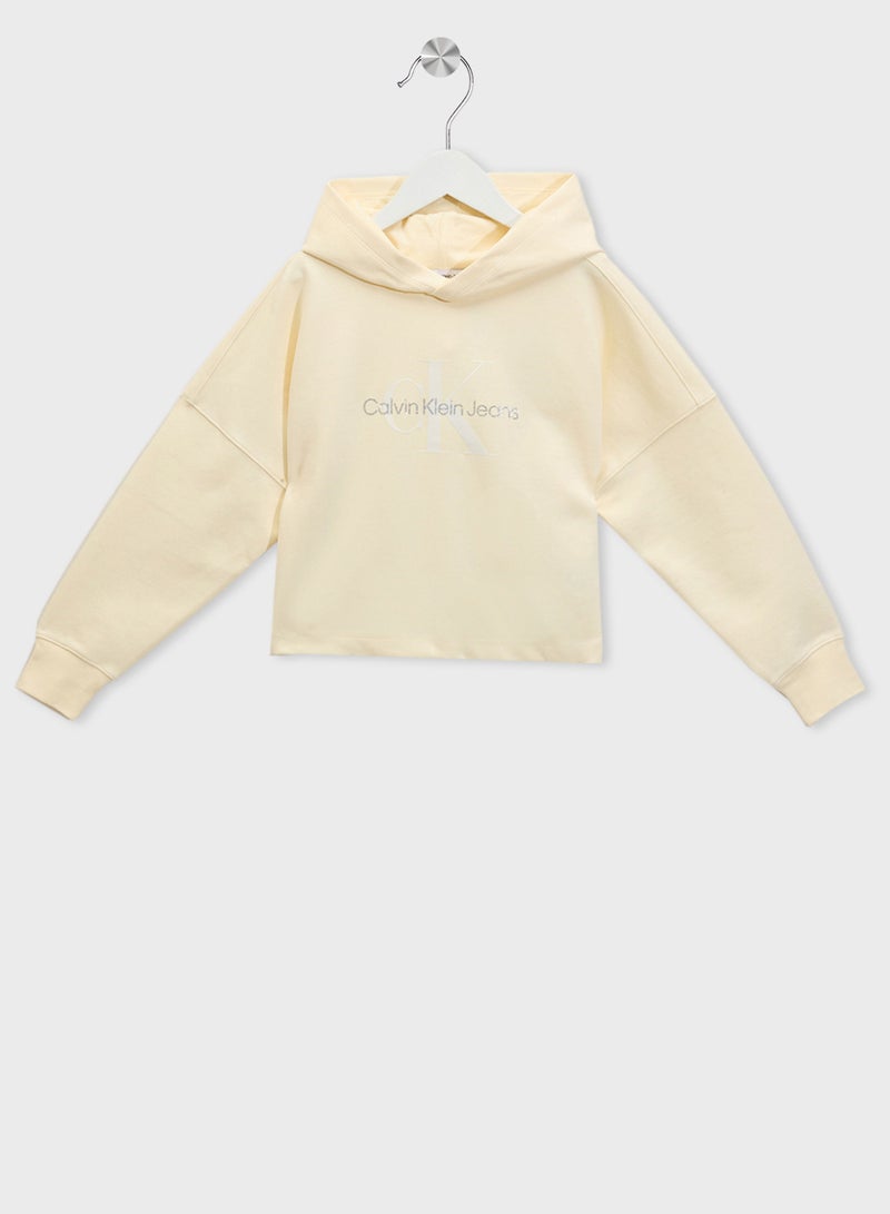 كالفن كلاين جينز هودي بشعار لامع للشباب - Image 1