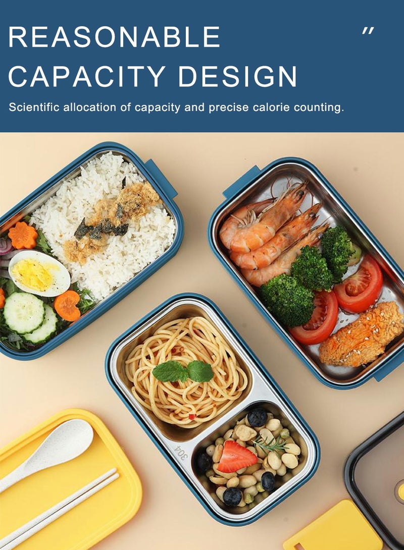 HomarKet Stainless Steel Lunch Box(Blue) - Insulated Bento Box Multifunctional-Containers Lunch Box Containers Food Container Lunch box with 2 Compartments and Storage Bag  - Image 2