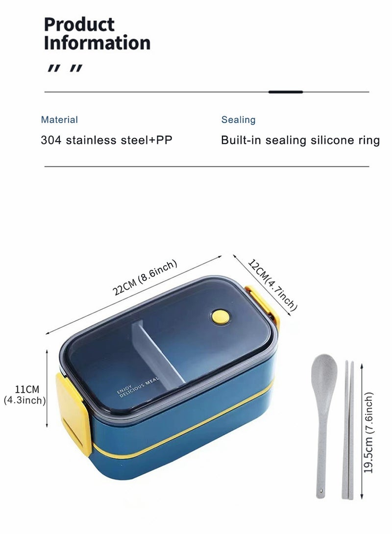 HomarKet Stainless Steel Lunch Box(Blue) - Insulated Bento Box Multifunctional-Containers Lunch Box Containers Food Container Lunch box with 2 Compartments and Storage Bag  - Image 5
