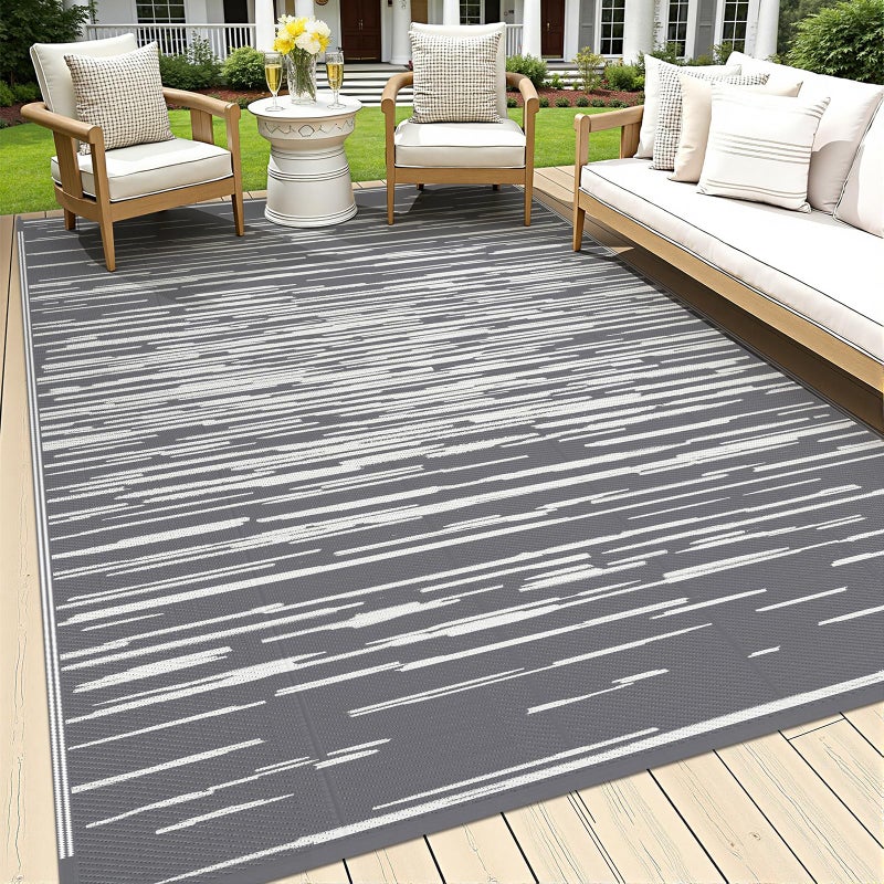 HEBE Outdoor Rug 6' x 9' Waterproof for Patios Clearance, Reversible Plastic Straw Rug Camping Carpet, Indoor Outdoor Area Rugs Patio Mats for RV,Picnic,Backyard,Deck,Balcony,Porch - Image 1