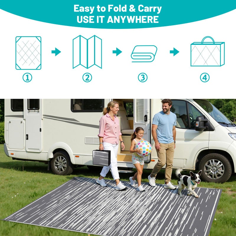 HEBE Outdoor Rug 6' x 9' Waterproof for Patios Clearance, Reversible Plastic Straw Rug Camping Carpet, Indoor Outdoor Area Rugs Patio Mats for RV,Picnic,Backyard,Deck,Balcony,Porch - Image 5