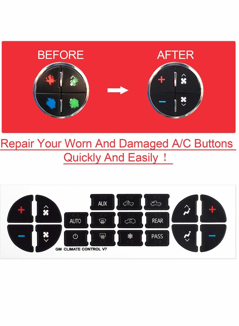 Y&D AC Dash Button Repair Sticker for Chevy, Car Replacement Part Fixing Ruined Faded Control Radio Decal SUV Truck Accessories（6 Packs ）  - Image 5