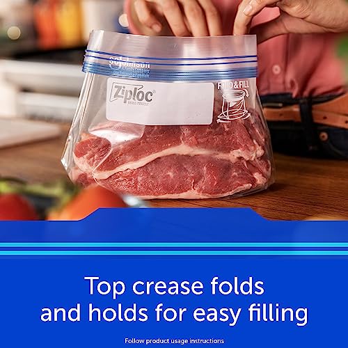 Ziploc Quart Food Storage Freezer Bags, New Stay Open Design with Stand-Up Bottom, Easy to Fill, 75 Count - Image 5